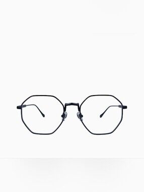 Blue Light Round Metal Frame Glasses in Black